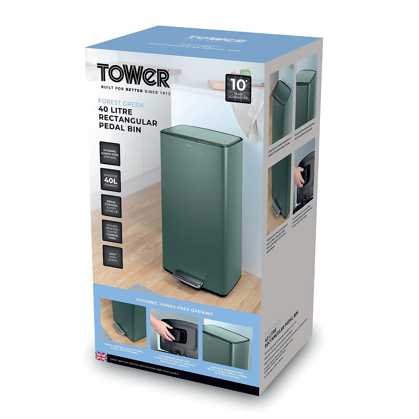Tower 40L Rectangular Pedal Bin