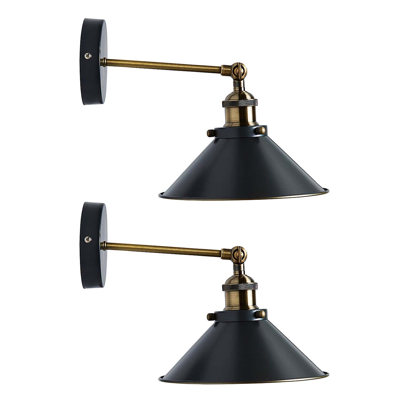 Logan Grey Industrial Wall Light Twin Pack
