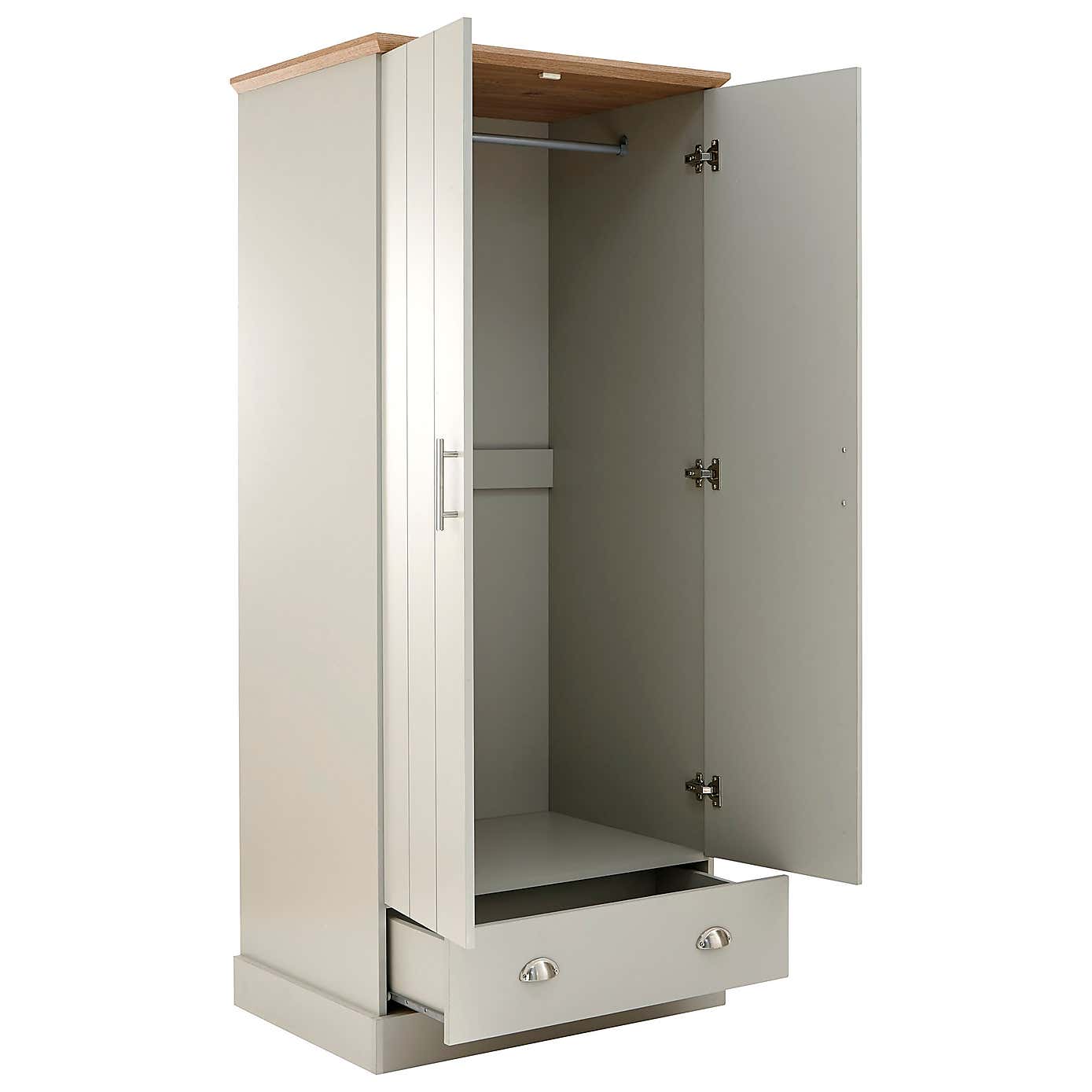 Kendal Double 1 Drawer Wardrobe, Grey