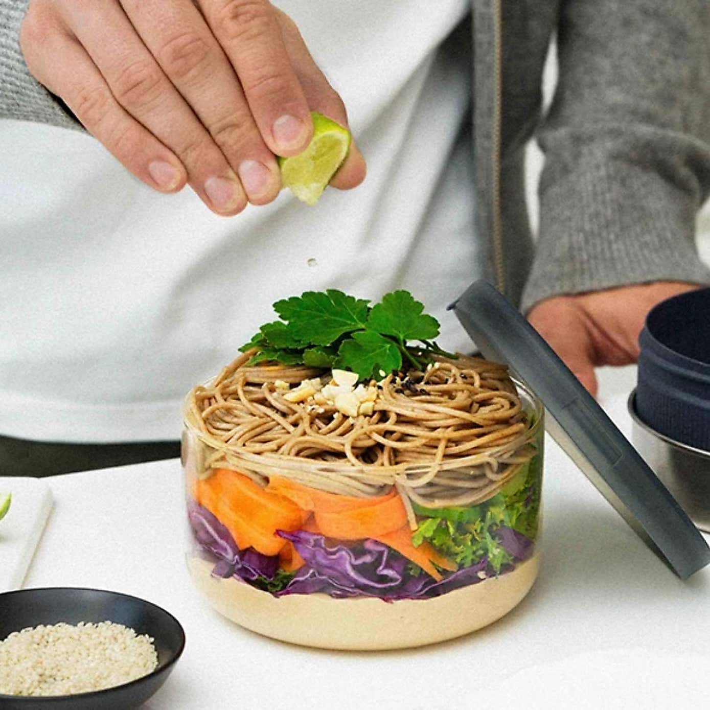 Black and Blum Glass Lunch Bowl