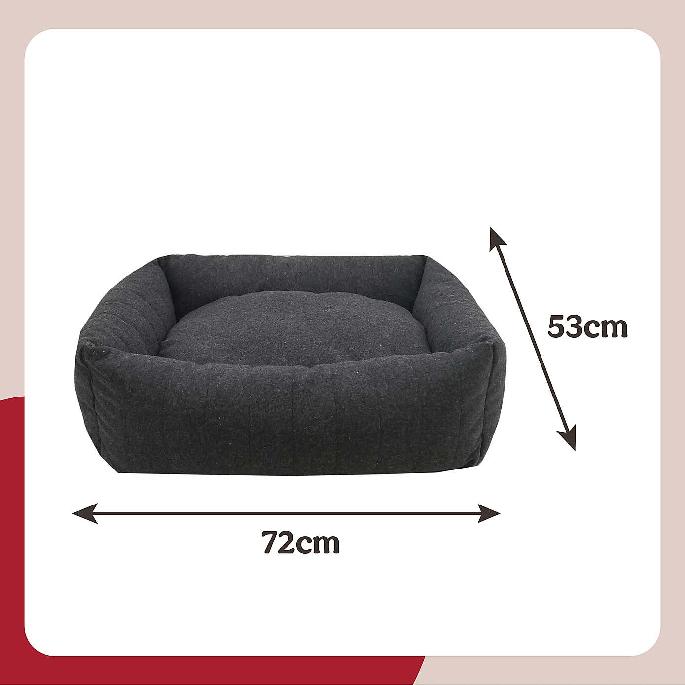 Rosewood Felt Grey Support Pet Bed