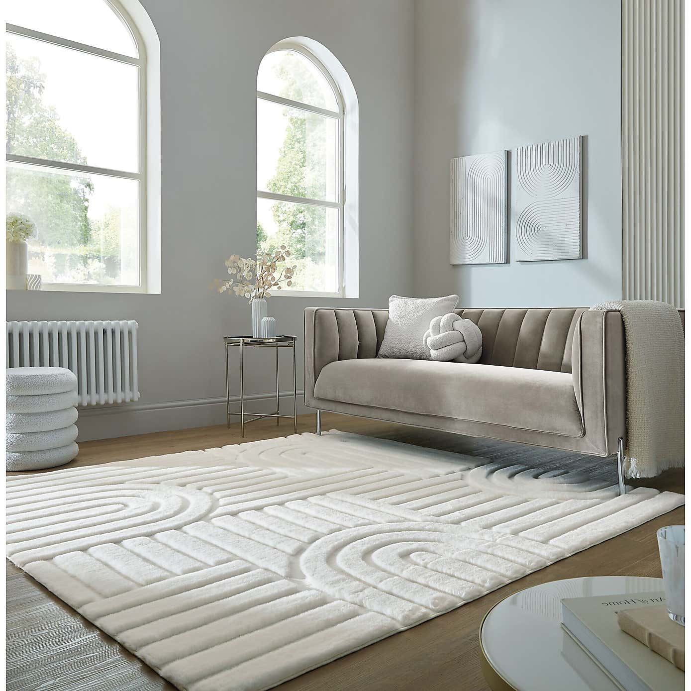 Supersoft Lush Geometric Fux Fur Arch Rug