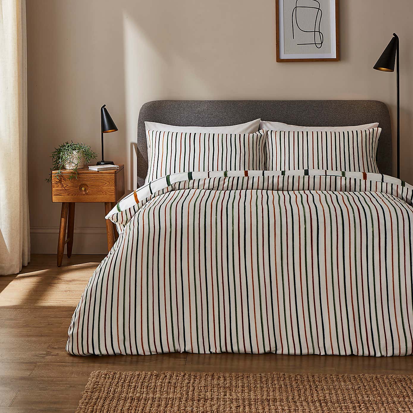 Woodland Check Fleece Duvet Cover and Pillowcase Set