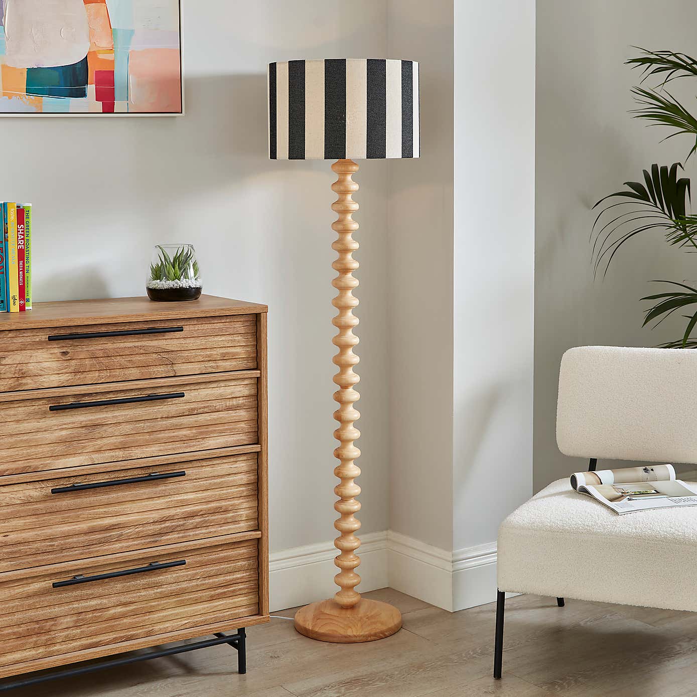 Beatrice Stripe Drum Lamp Shade