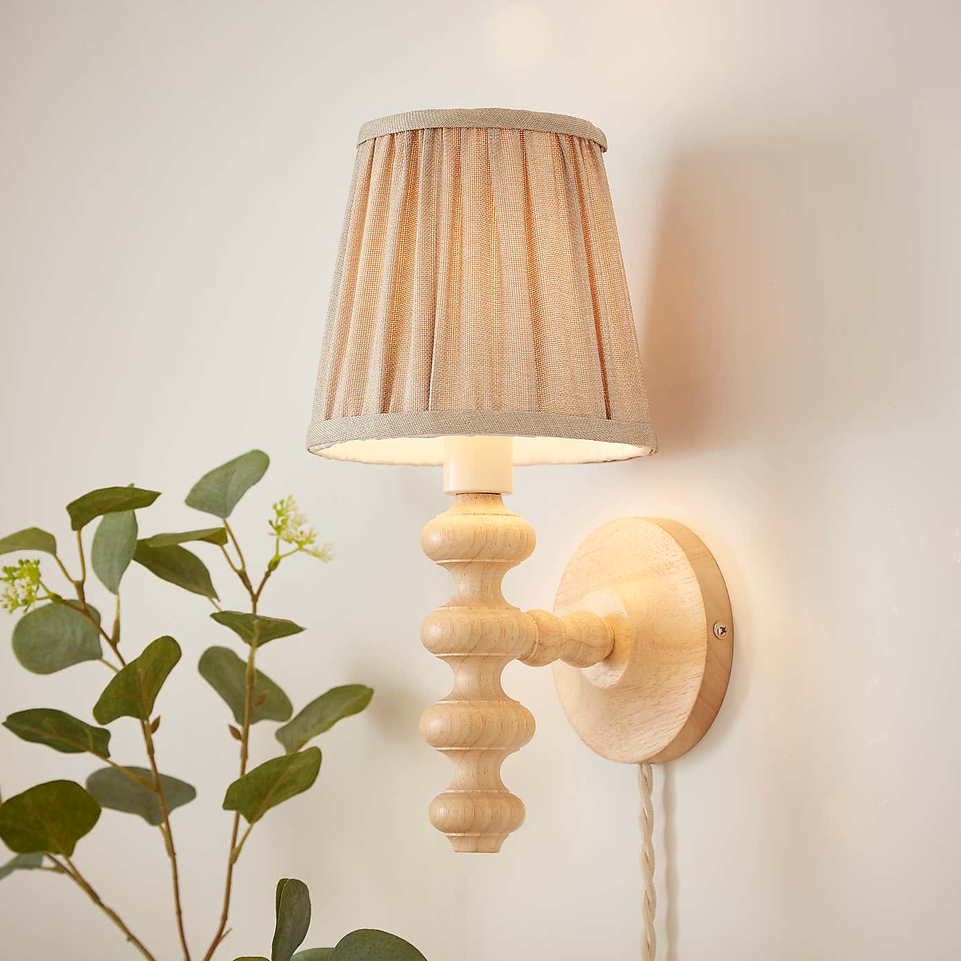 Bobby Pleated Plug In Wall Light