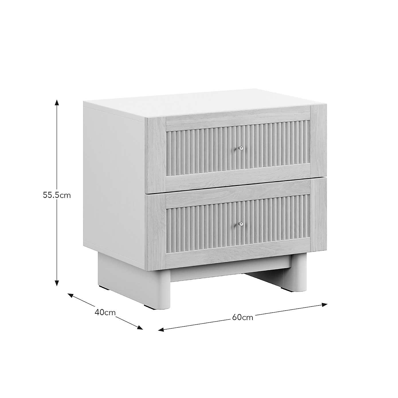 Maeva 2 Drawer Wide Bedside Table, Light Oak Effect