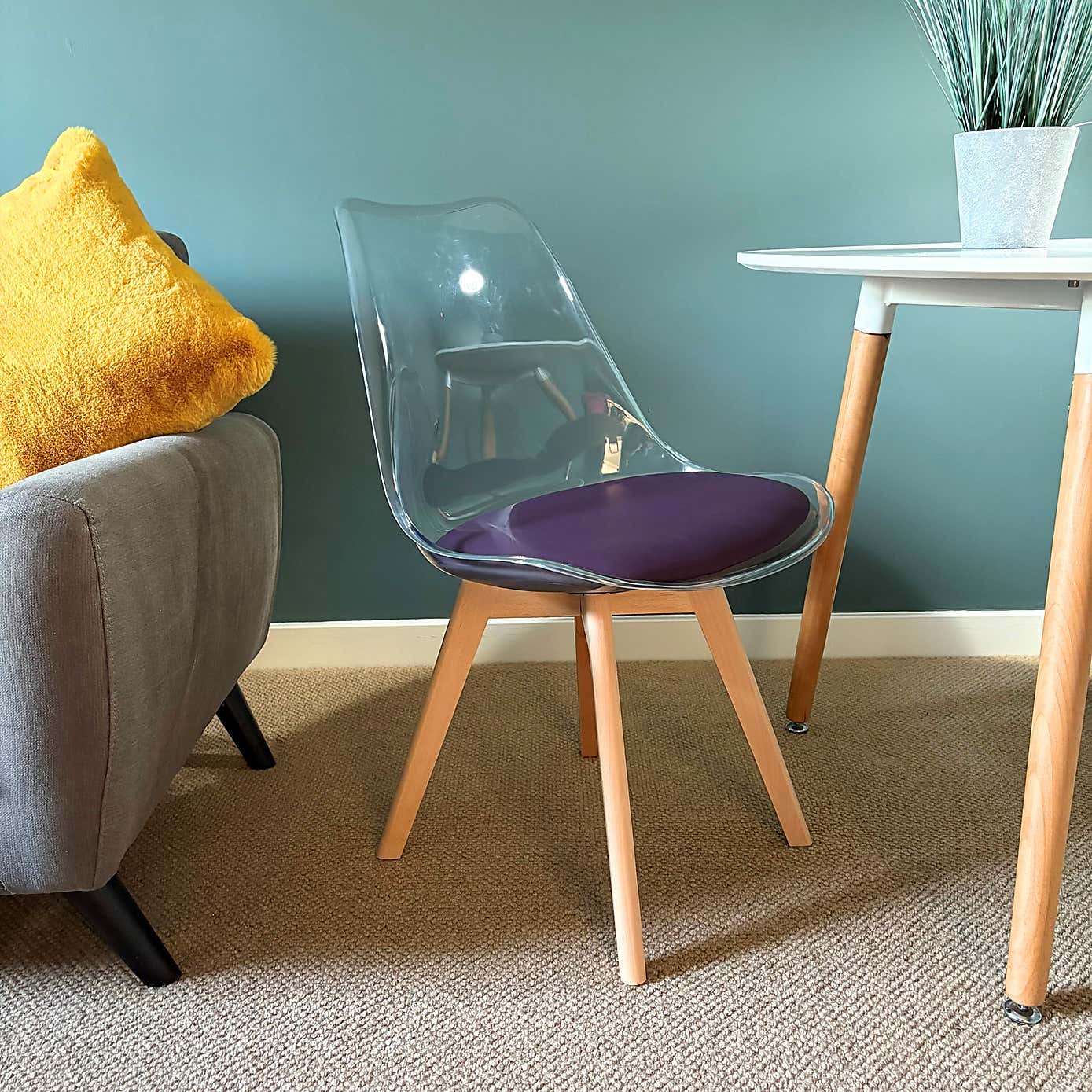 Fusion Living Soho Clear Plastic Dining Chair with Squared Legs