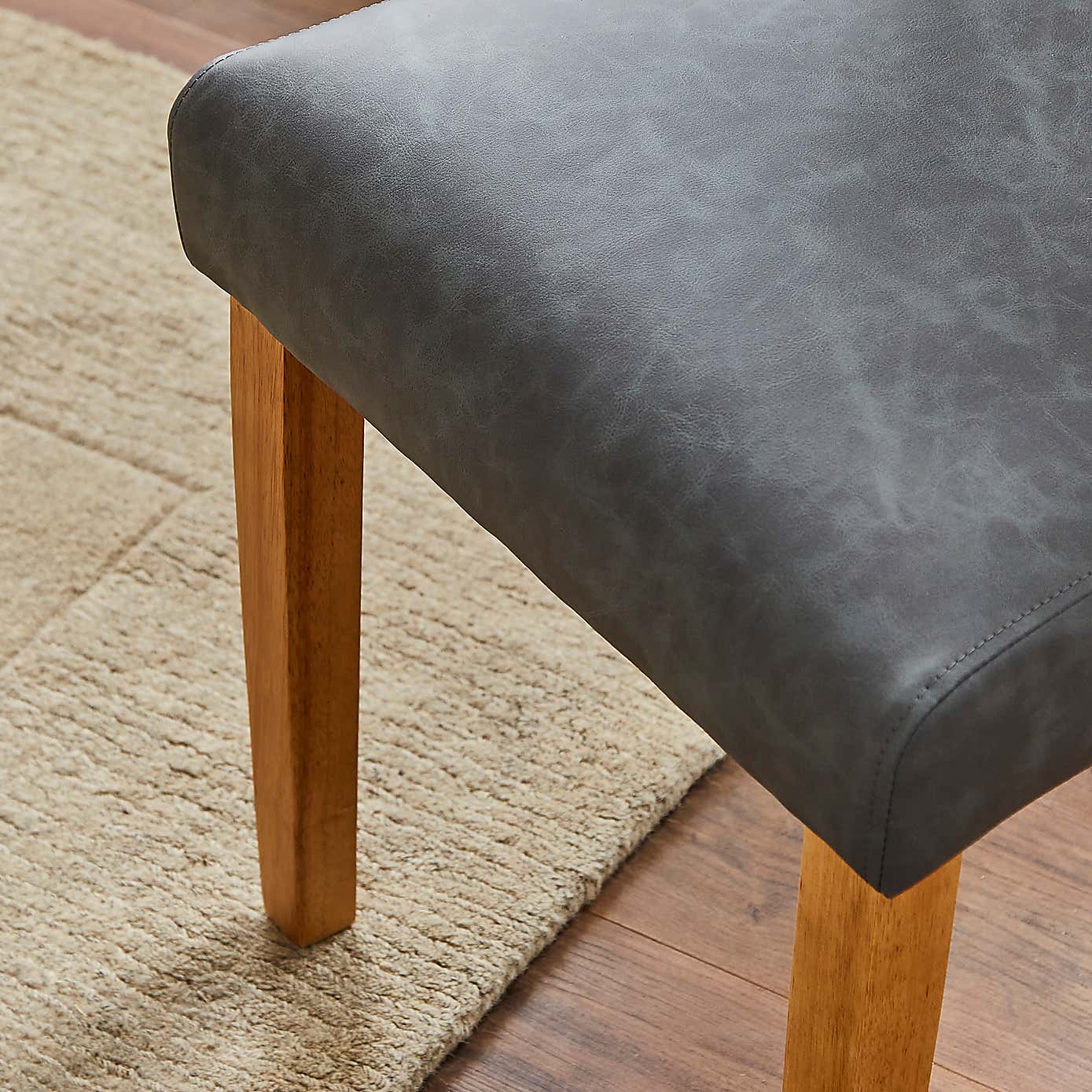 Hugo Set of 2 Dining Chairs, Distressed Faux Leather