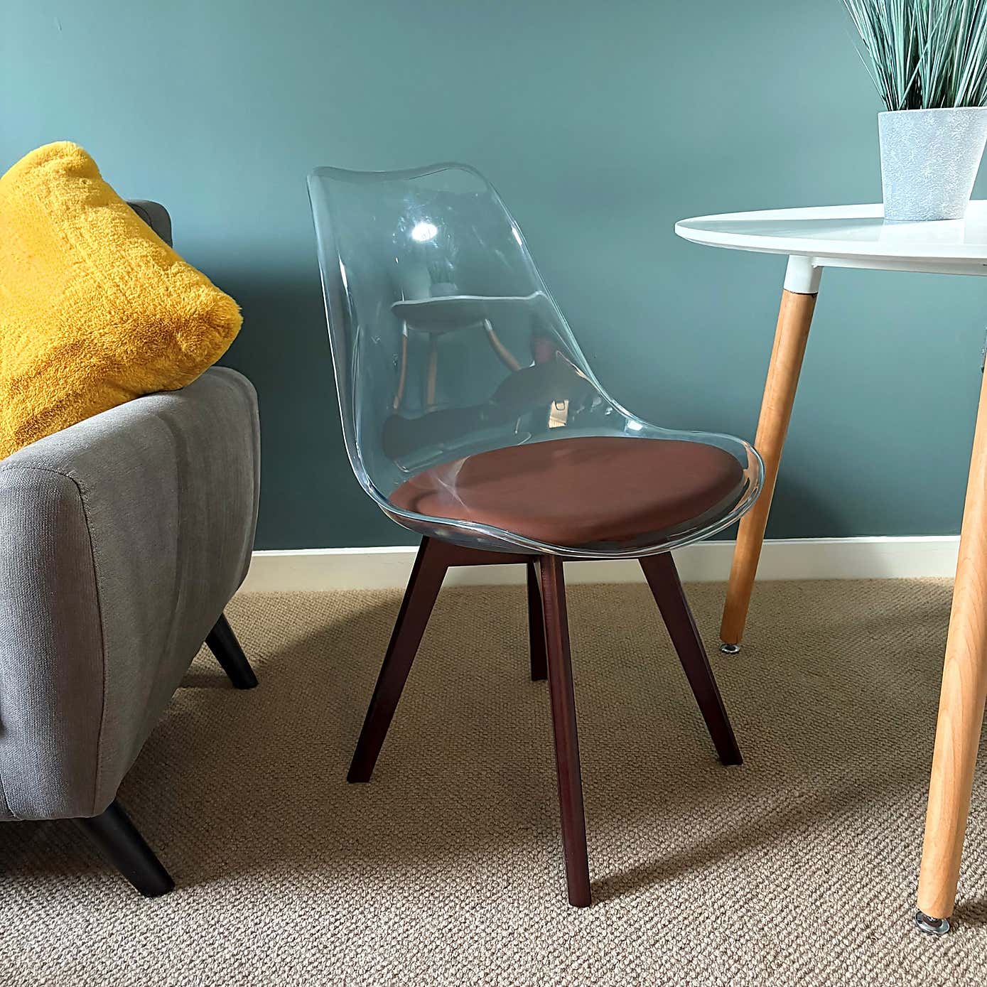 Fusion Living Soho Clear Plastic Dining Chair with Squared Legs