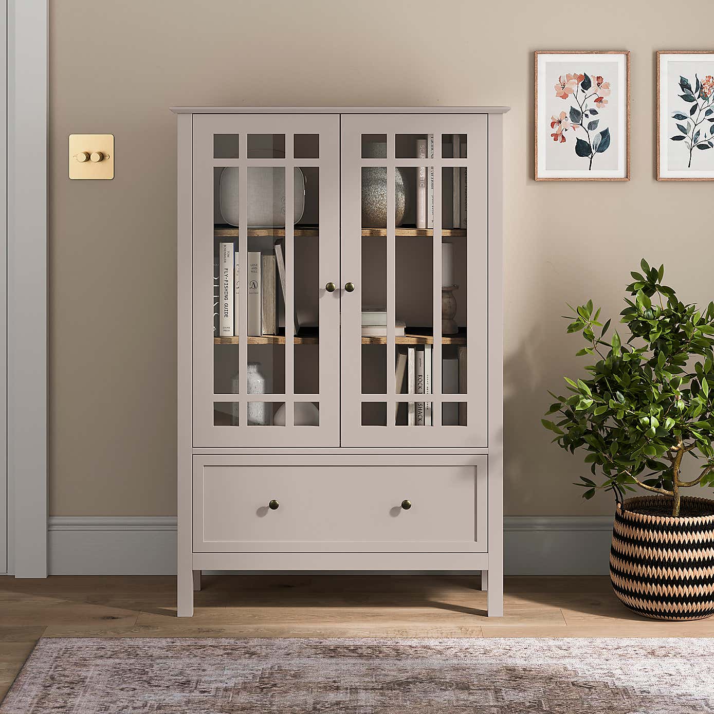 Hanworth Large Display Cabinet, Clay