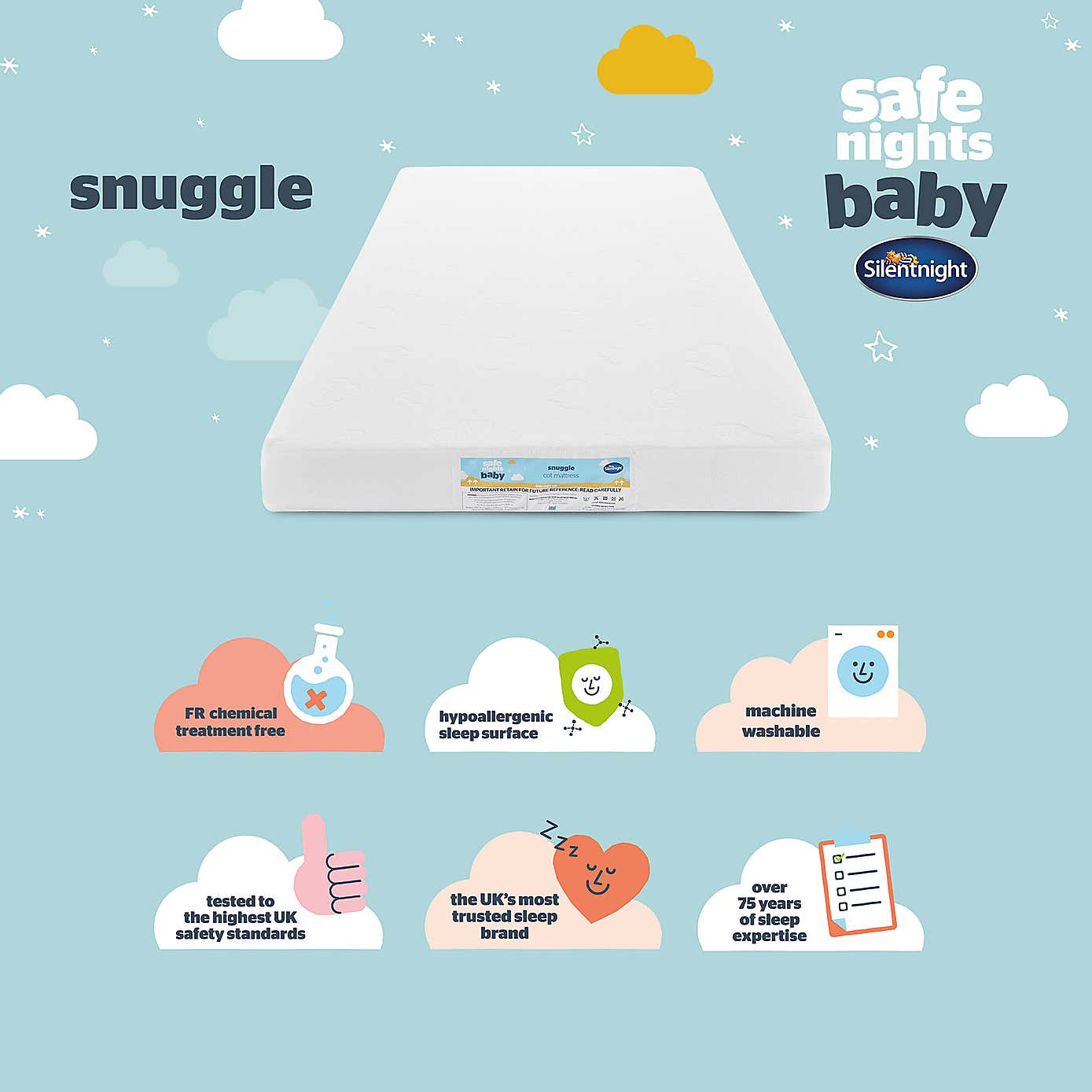 Safe Nights Snuggle Breathable Cot Mattress