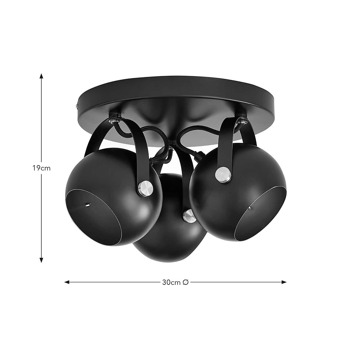 Elements Olympya 3 Light Adjustable Semi Flush Spotlight