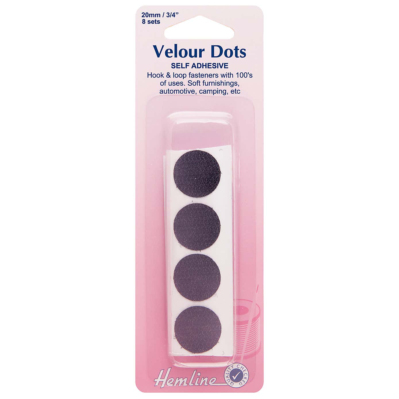 Hemline Black Self-Adhesive Velour Dots 20mm