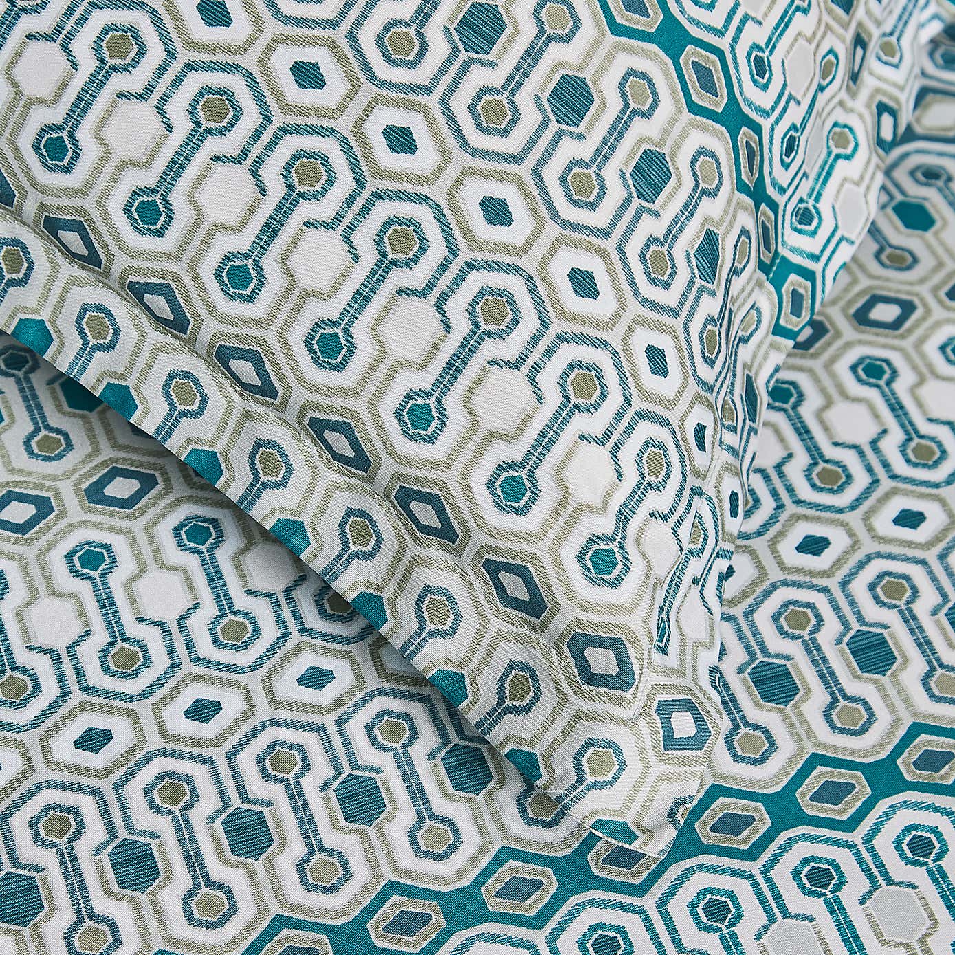 Wisley Retro Geo Sage Oxford Pillowcase