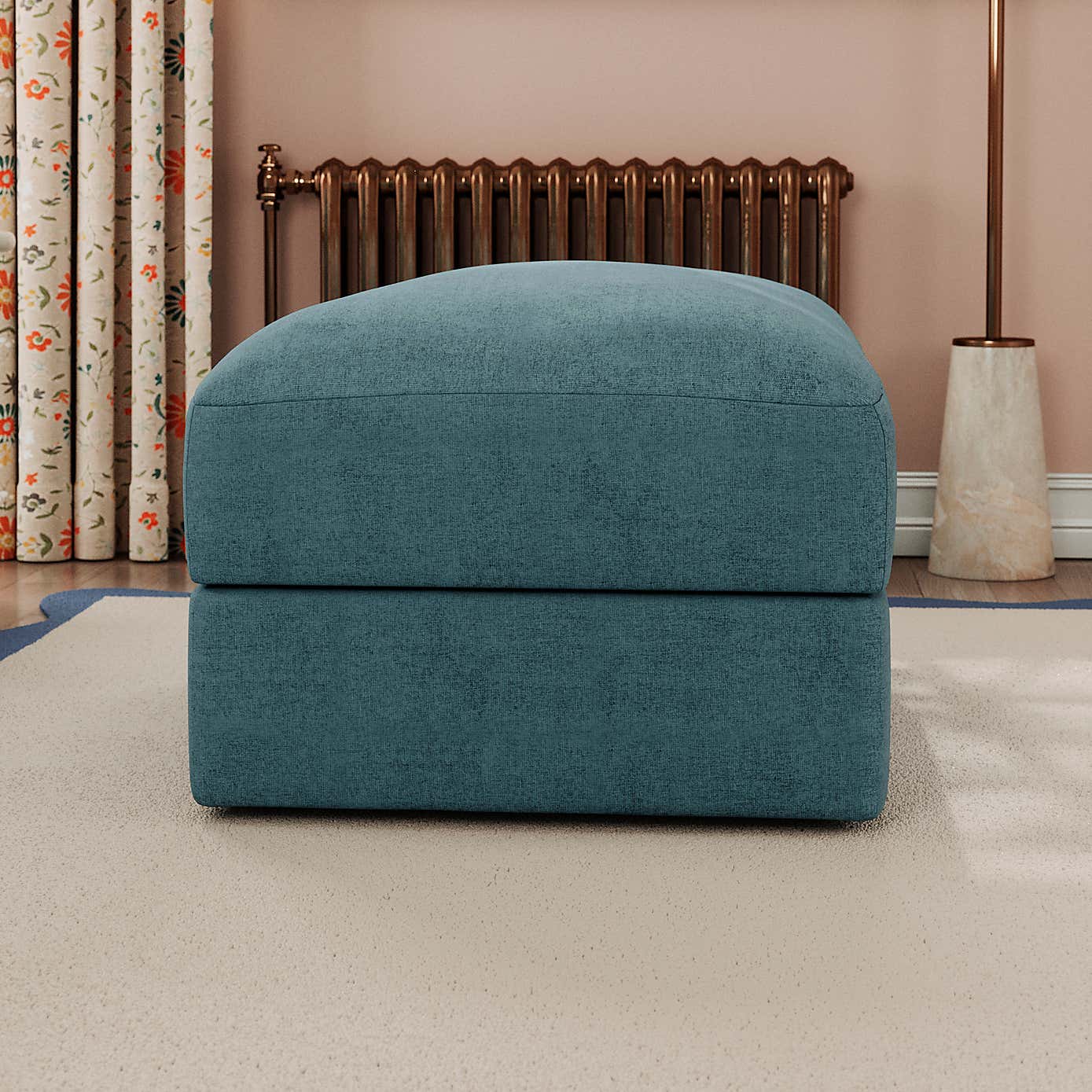 Hattie Tonal Plush Chenille Storage Footstool