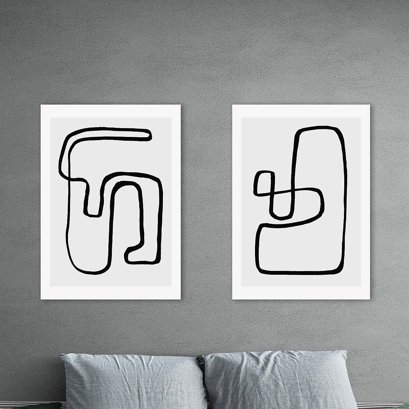 East End Prints Abstract Monochrome Set of 2 Prints by Rafael Farias
