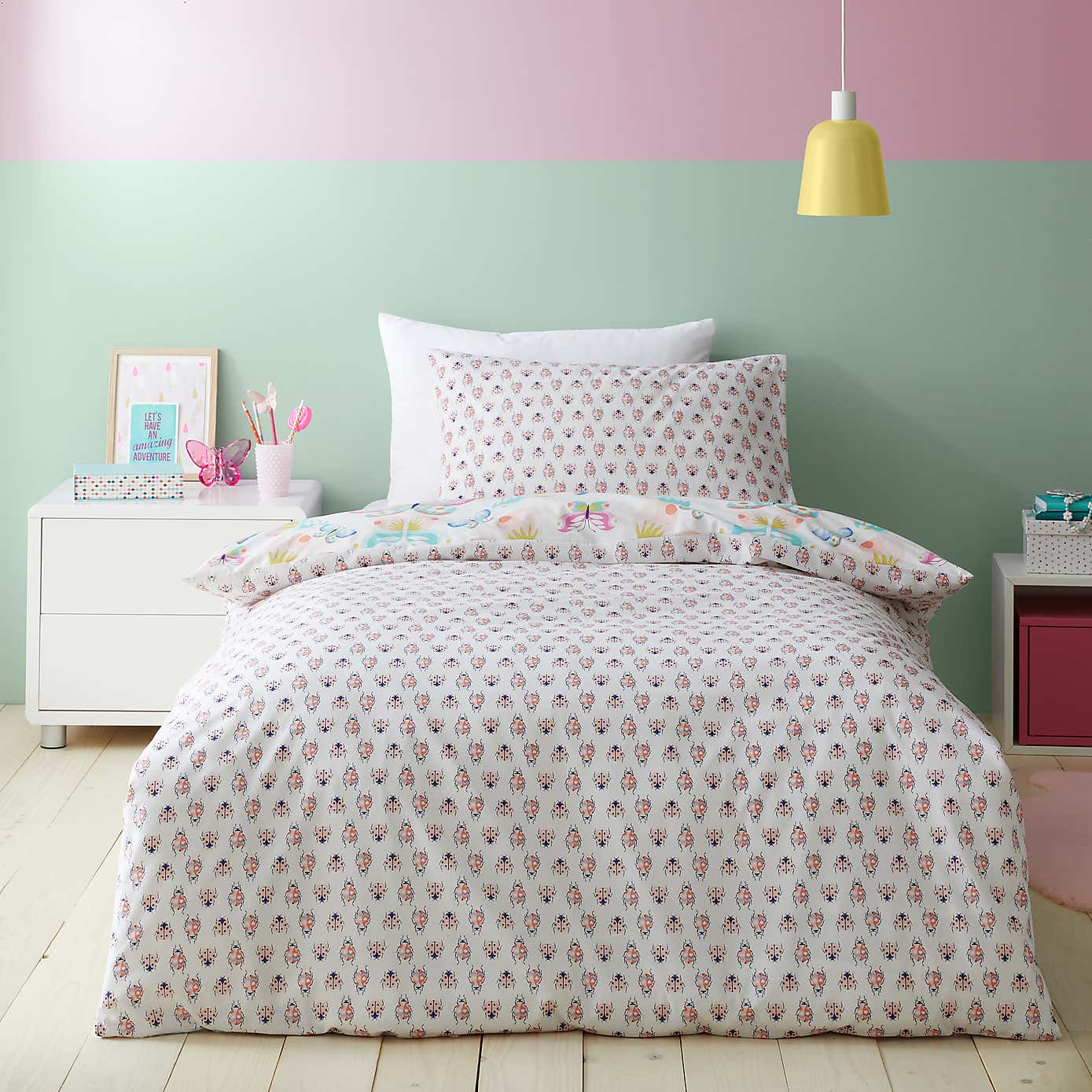 Kaleidoscope Bugs Reversible Duvet Cover and Pillowcase Set