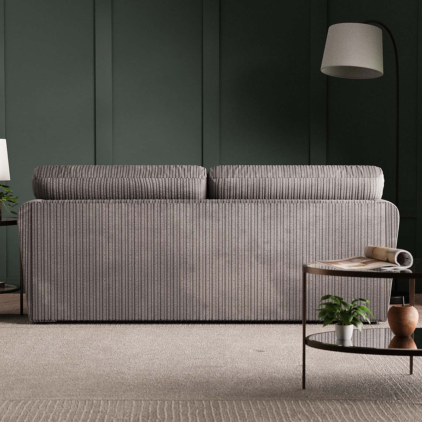 Blake Curved Arm Jumbo Cord Standard Back 3 Seater Sofa