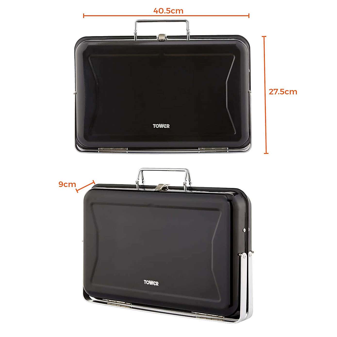 Tower Day Tripper Portable Charcoal Grill, Black Steel