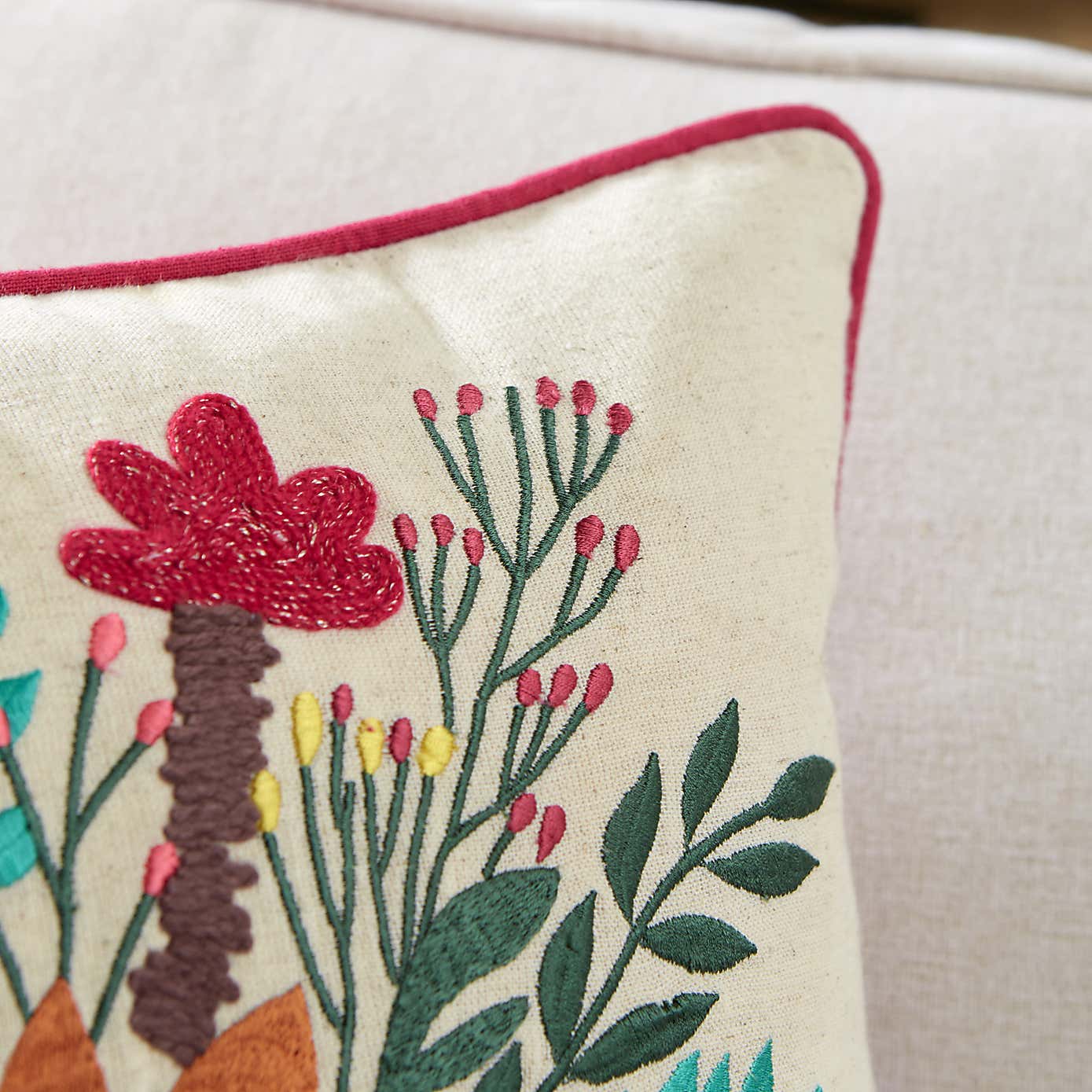 Cat Embroidered Cushion