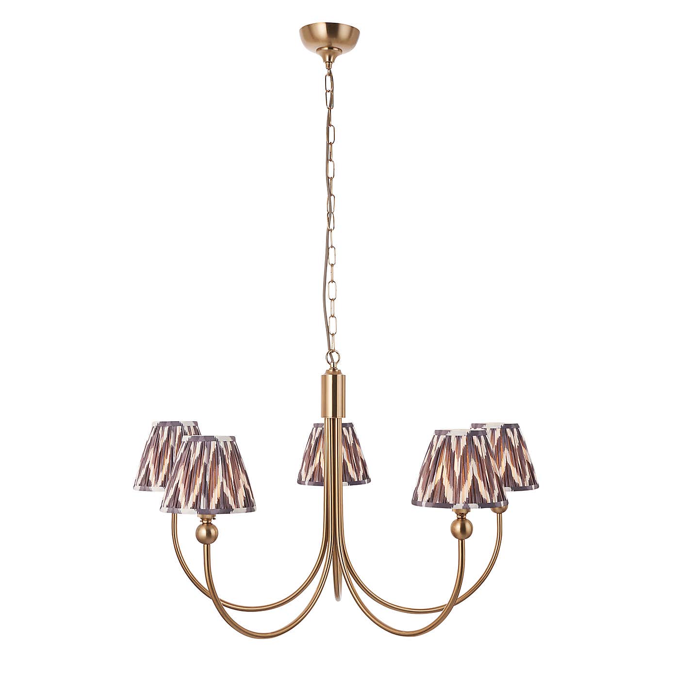 Vogue Javier 5 Light Adjustable Curve Pendant Light with Grey Zigzag Lamp Shades