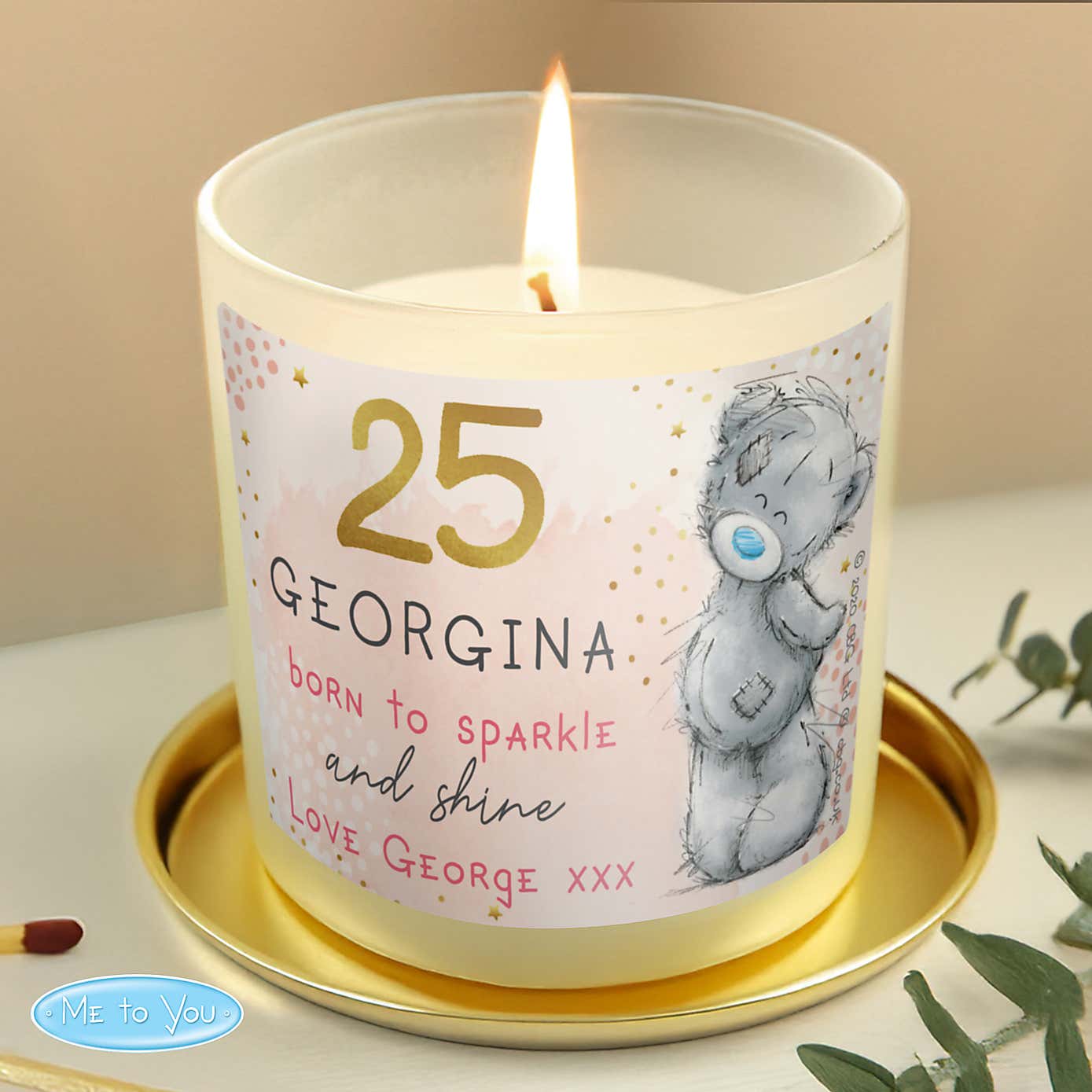 Personalised Me To You Sparkle and Shine Birthday Scented Jar Candle