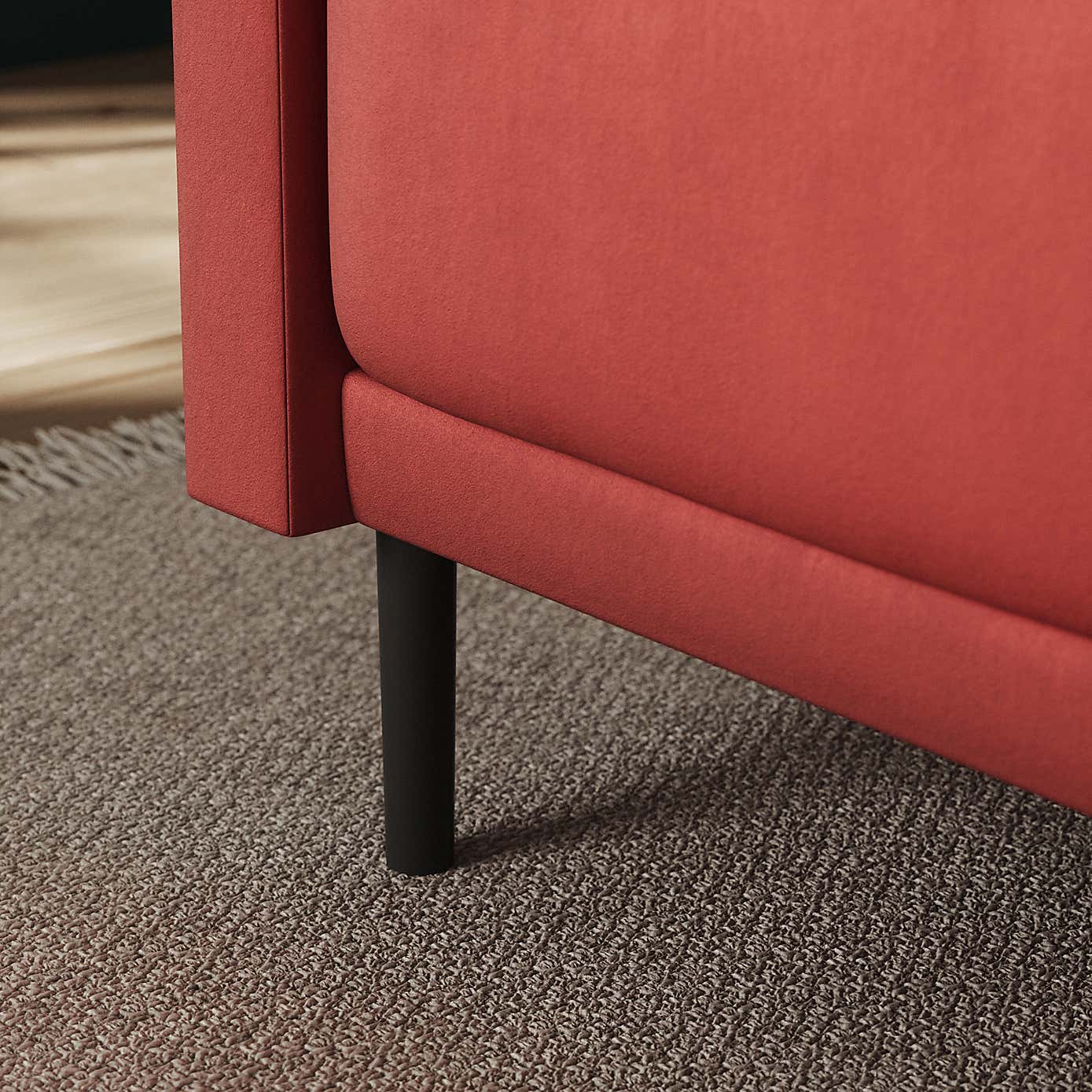 Amali Corner Dining Bench, Matte Plush Velvet