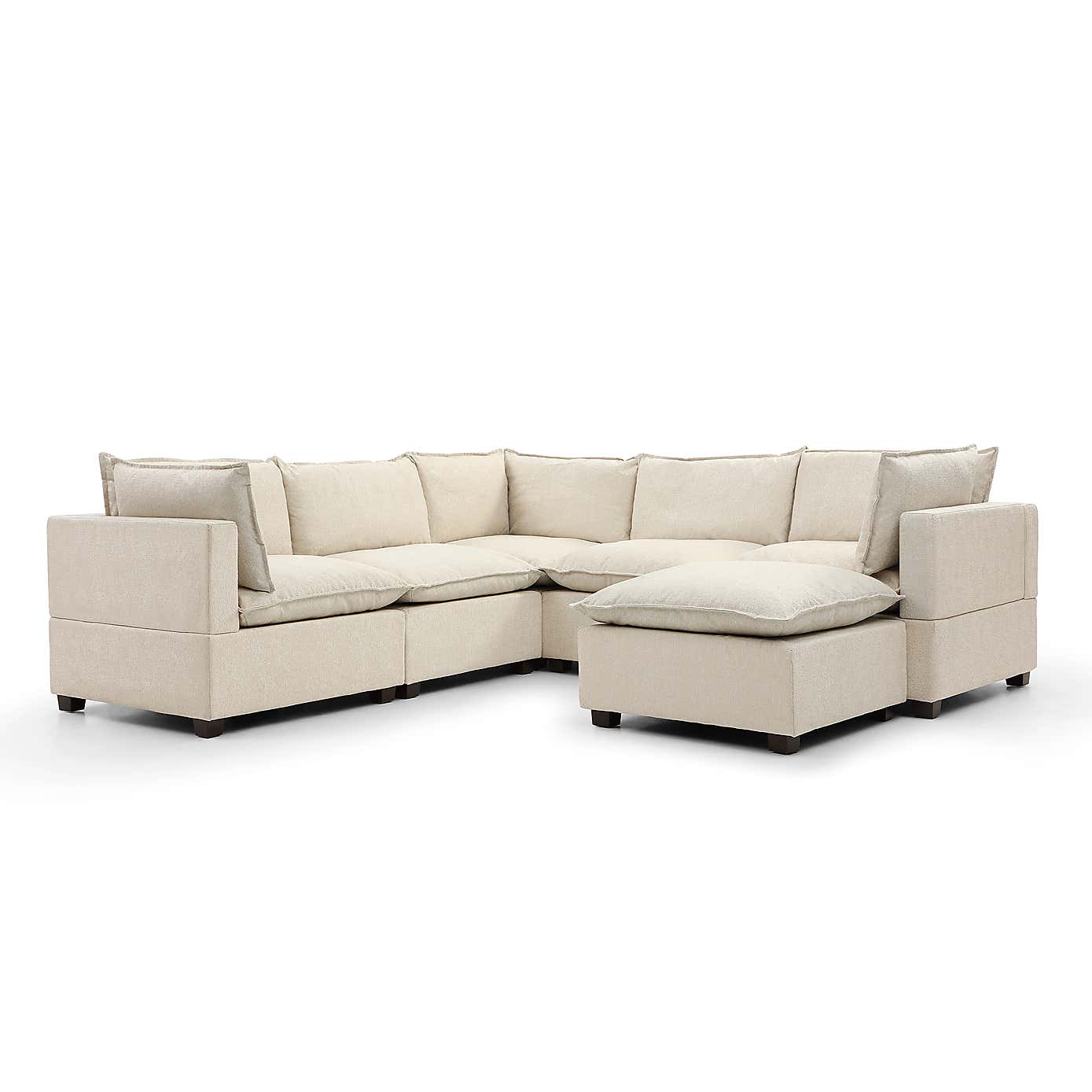 Moda Corner Modular Sofa with Chaise, Natural Boucle
