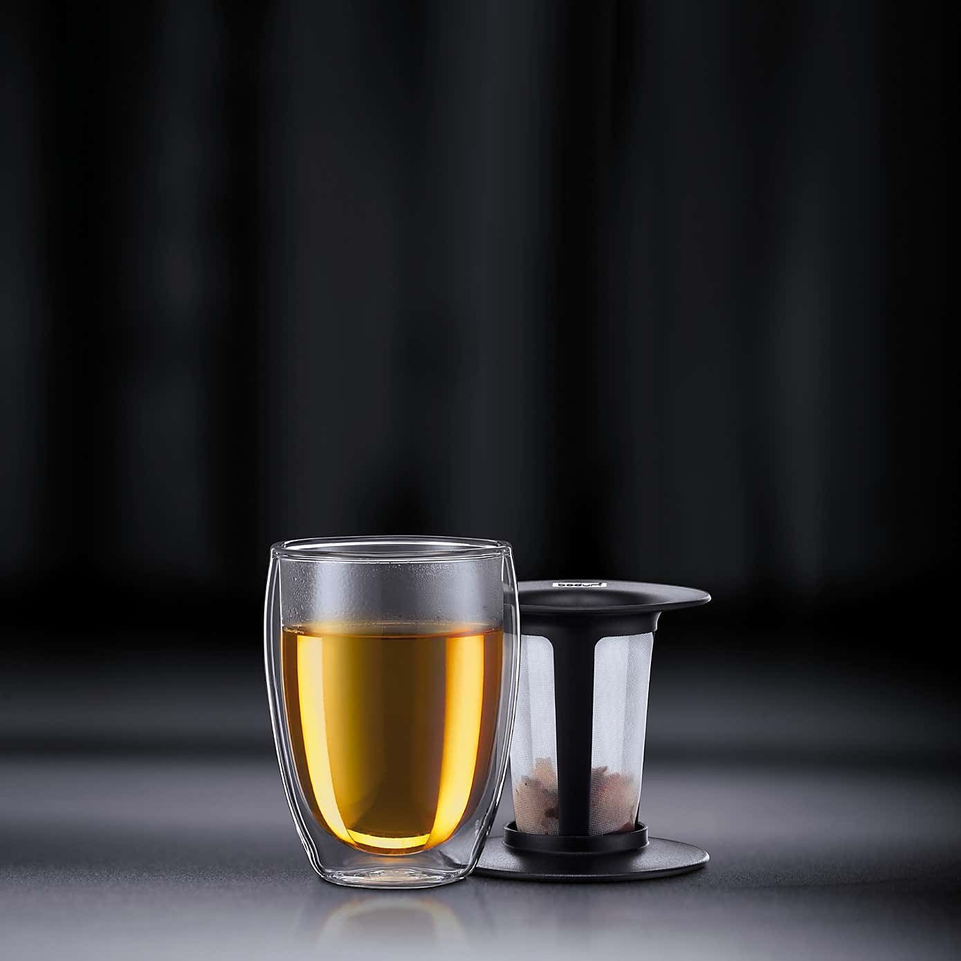 Bodum Tea For One Double Wall Glass with Tea Strainer, 350ml