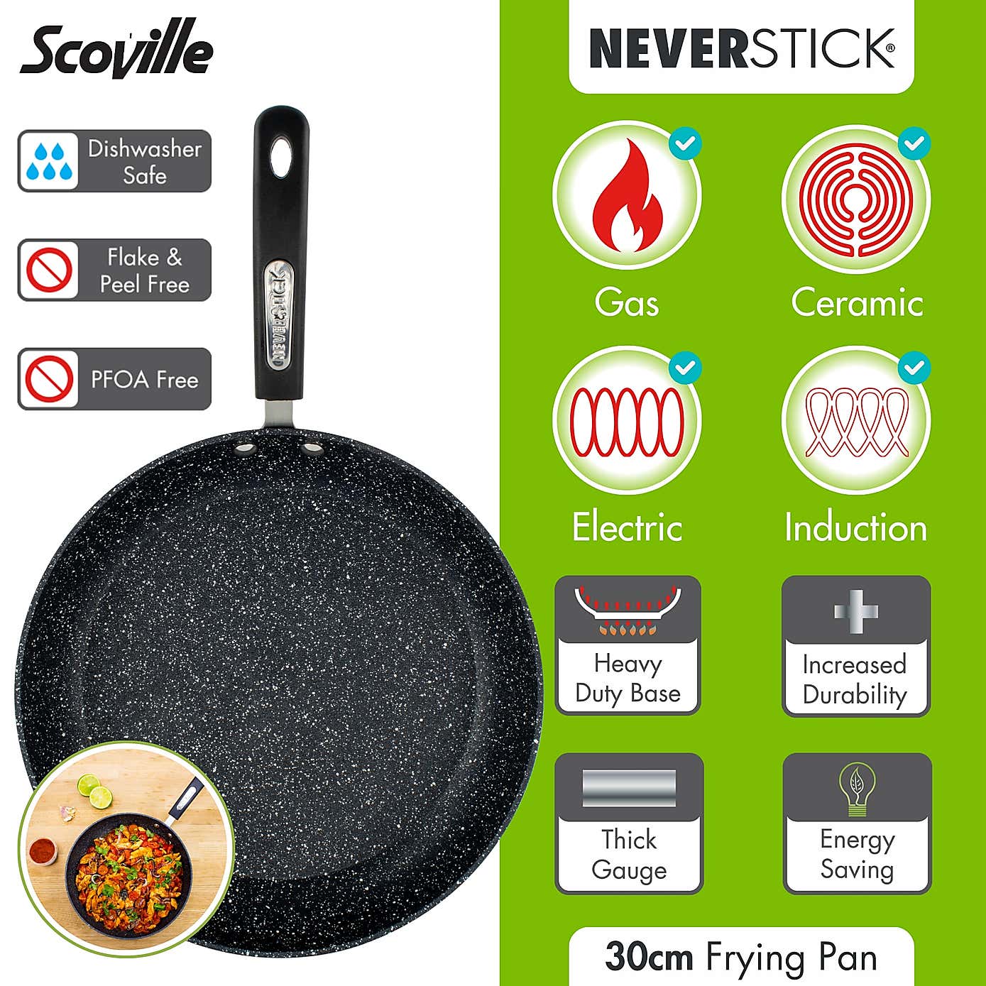 Scoville Neverstick Non-stick Aluminium Frying Pan, 30cm