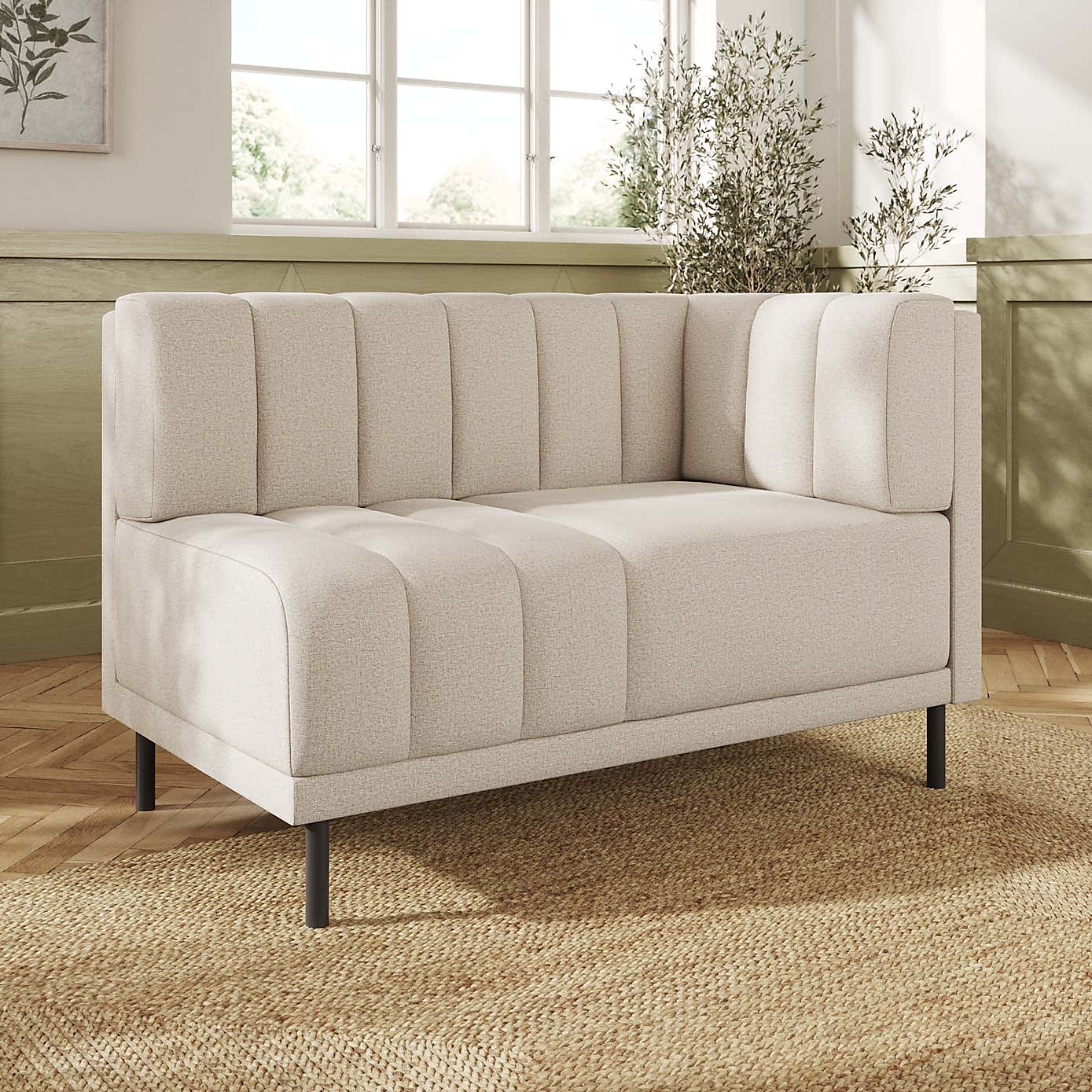 Amali Corner Dining Bench, Textured Weave