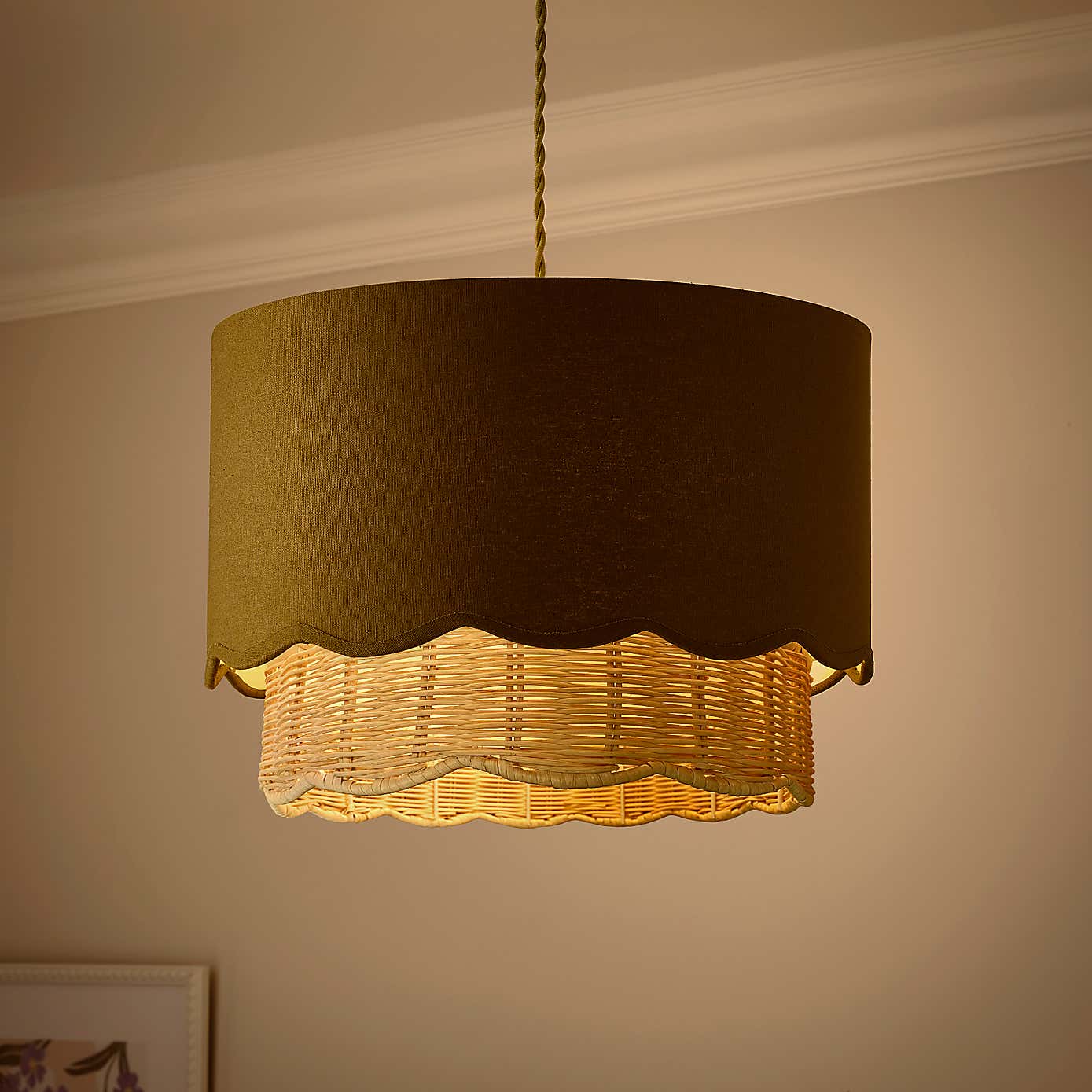 Sofia Round Rattan Scalloped Easy Fit Lamp Shade