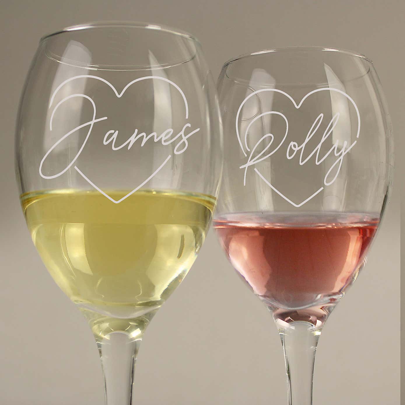 Personalised Heart Wine Glass Set