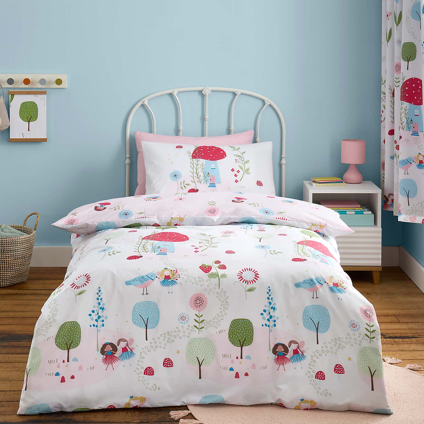 Toadstool Fairies Reversible Polycotton Duvet Cover & Pillowcase Set