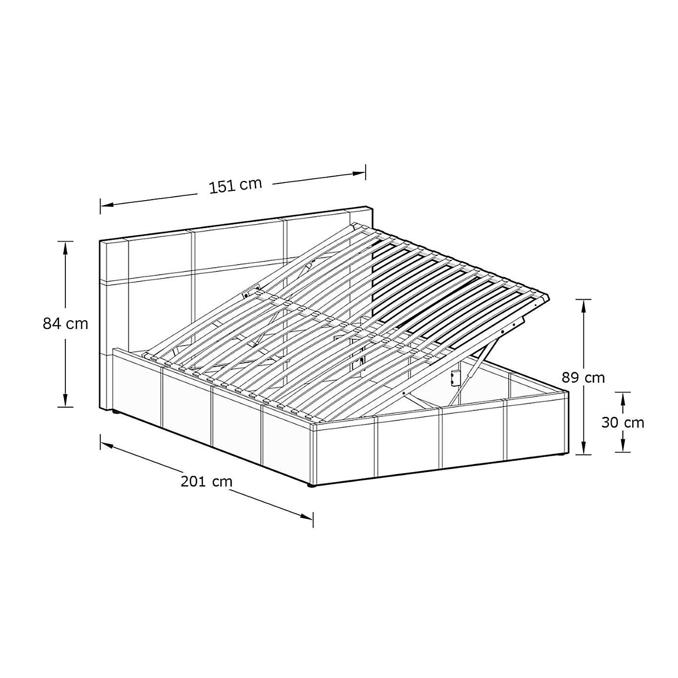 Side Lift Ottoman Bed Frame, Faux Leather