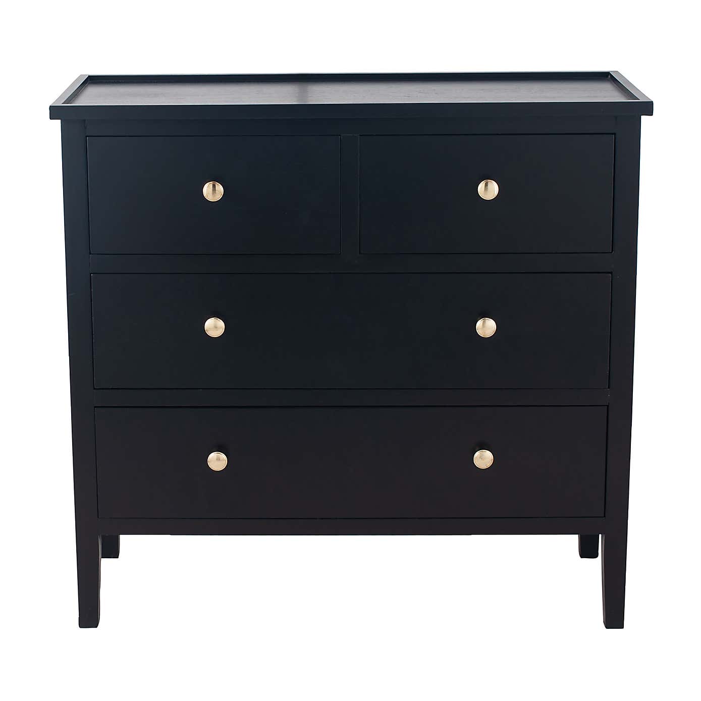 Pacific Chelmsford 4 Drawer Chest, Black Painted Pine