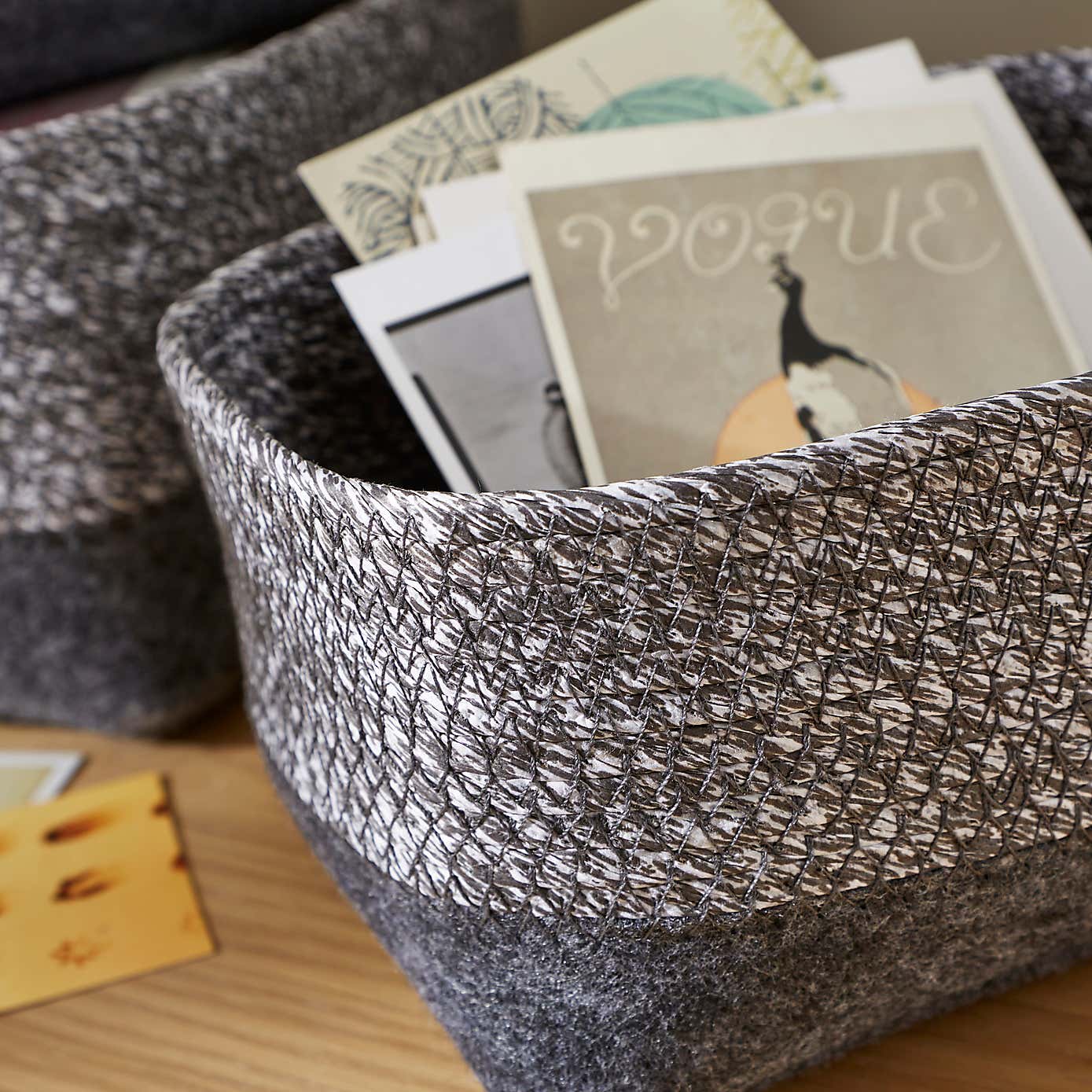 Set of 3 Felt Fabric Storage Boxes