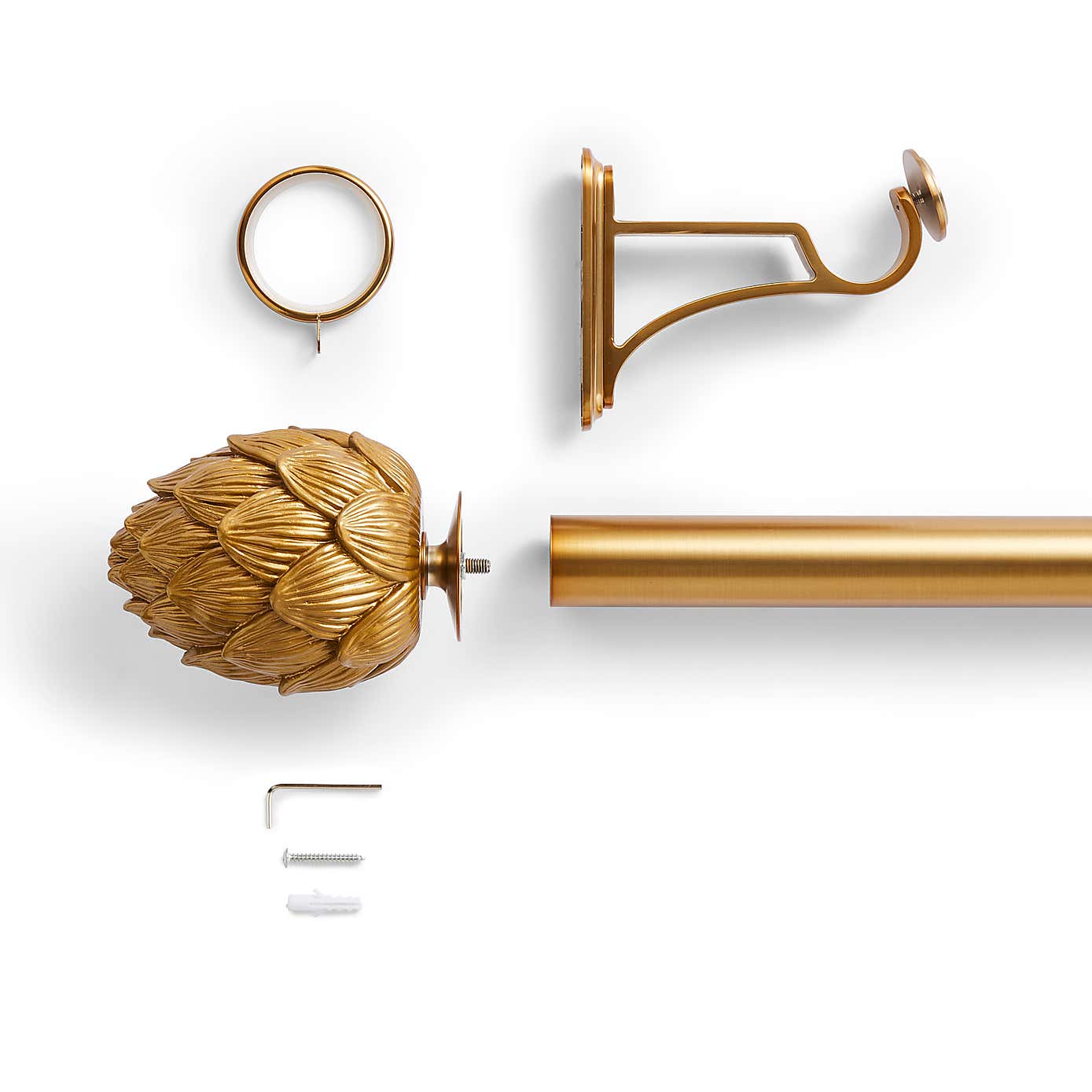 Artichoke Fixed Metal Eyelet Curtain Pole with Rings