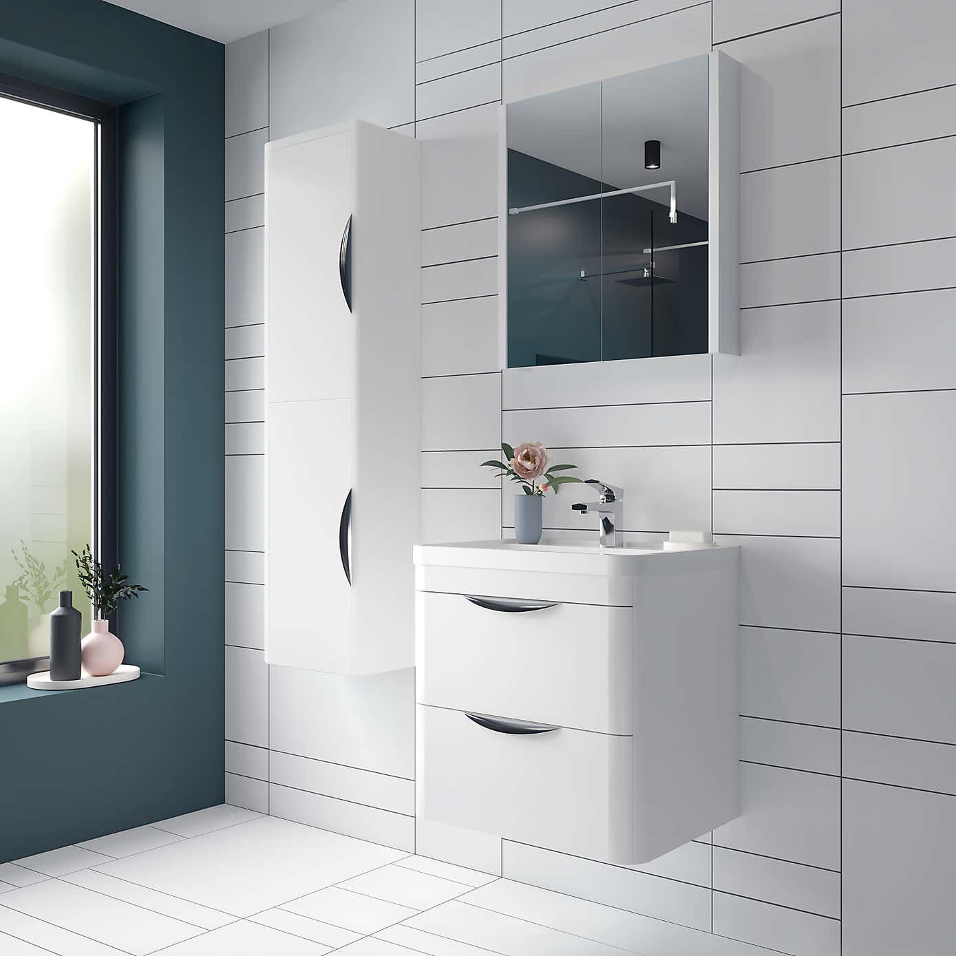 Parade Wall Mounted Vanity Unit with Polymarble Basin