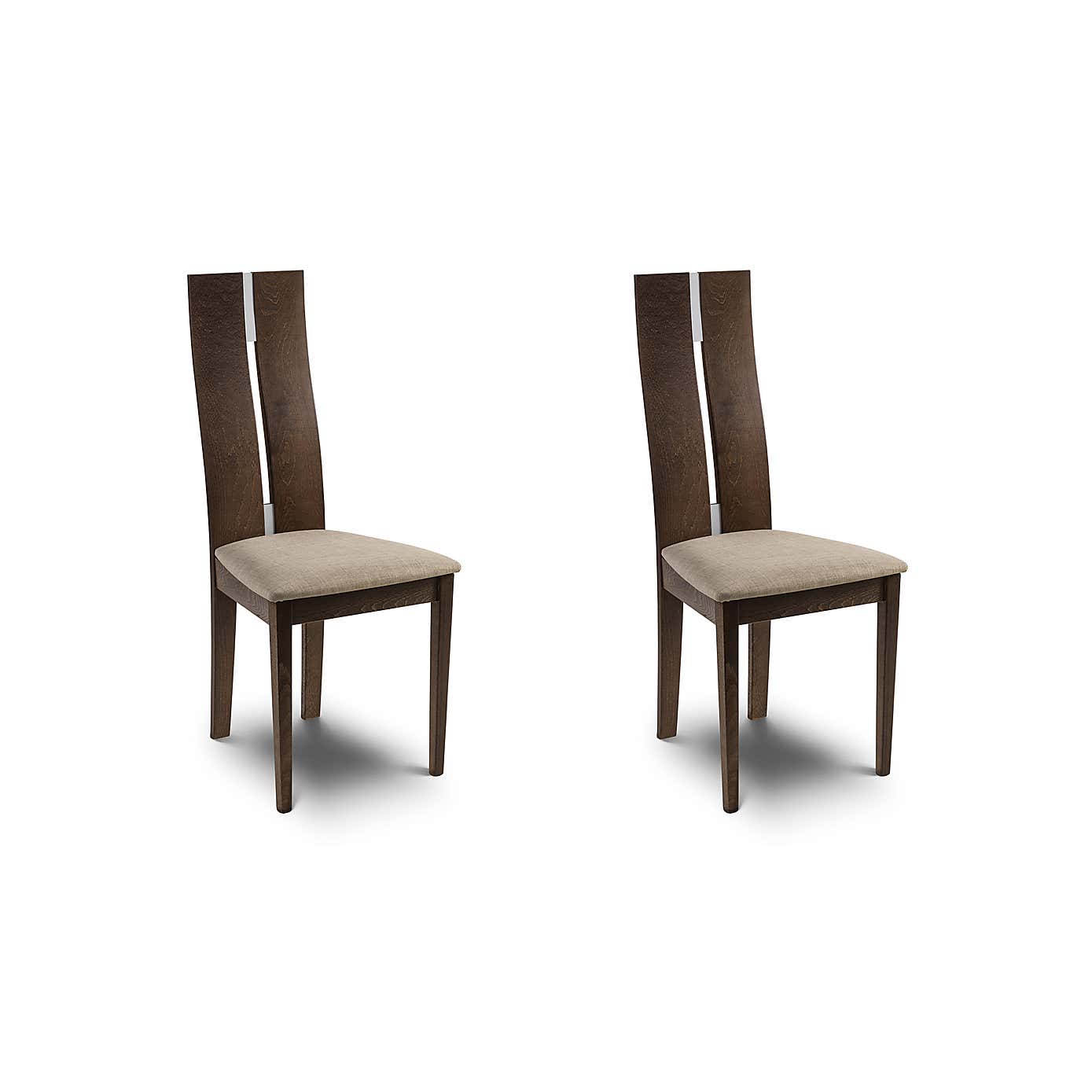 Cayman Set of 2 Dining Chairs, Walnut Faux Leather