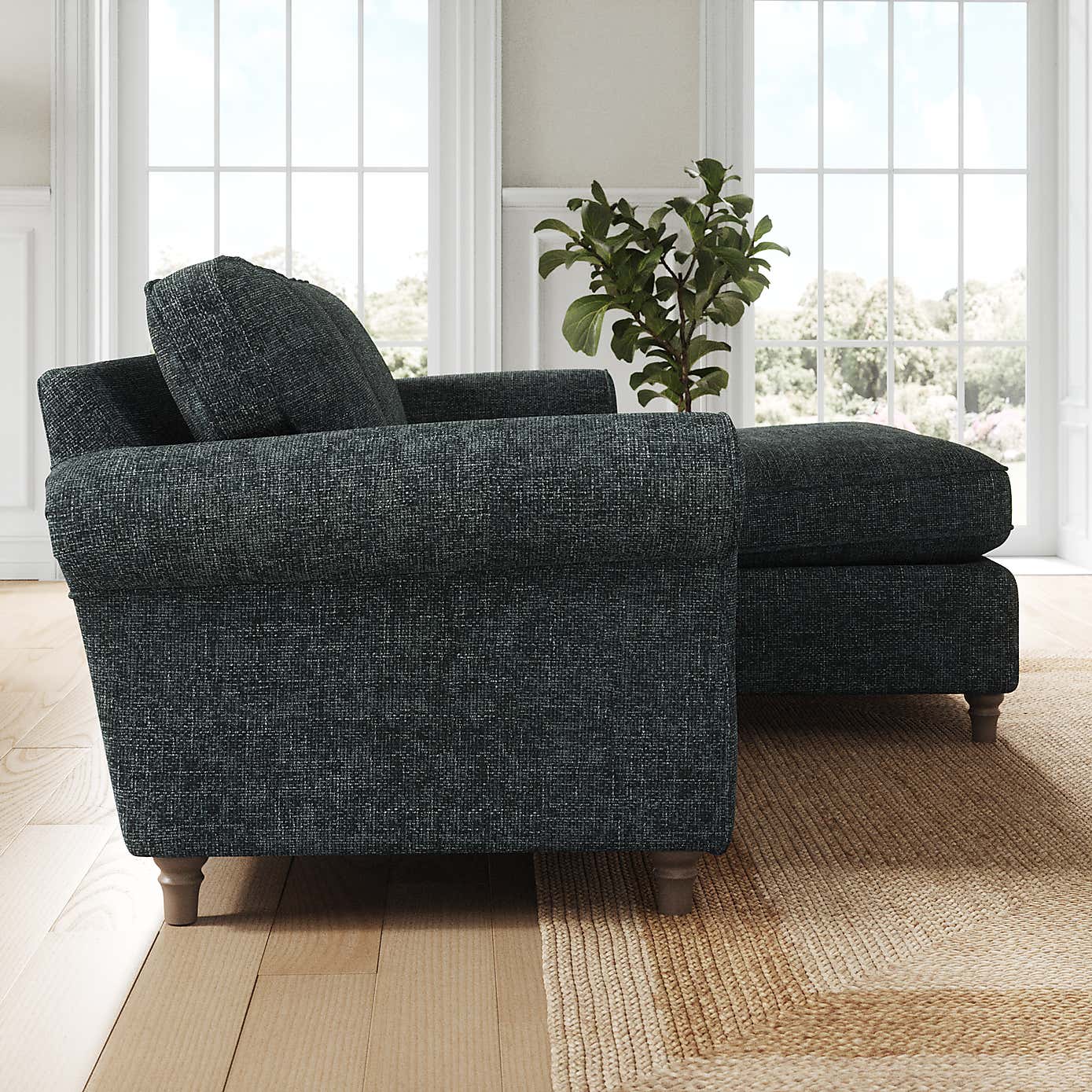 Flori Corner Chaise Sofa, Chunky Chenille