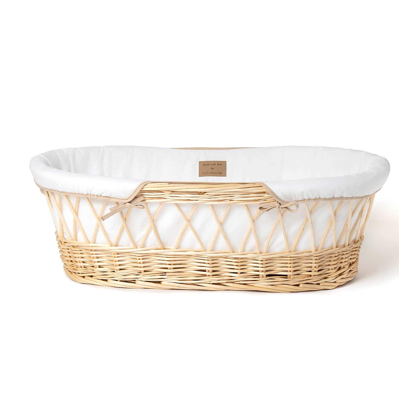 Clair de Lune Organic Wicker Moses Basket With Natural Rocking Stand