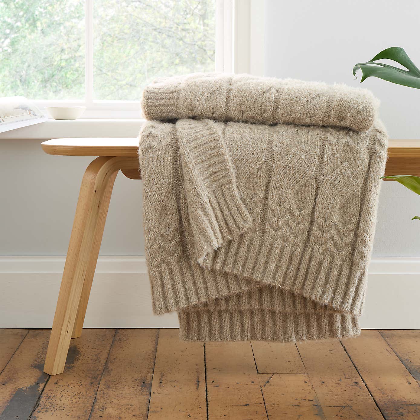 Bianca Cosy Soft Cable Knit Throw 130cm x 170cm