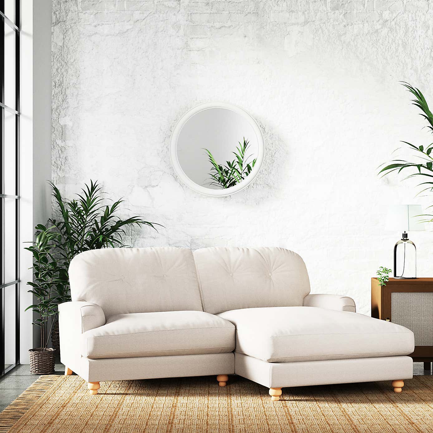 Martha Slub Faux Linen Corner Chaise Sofa