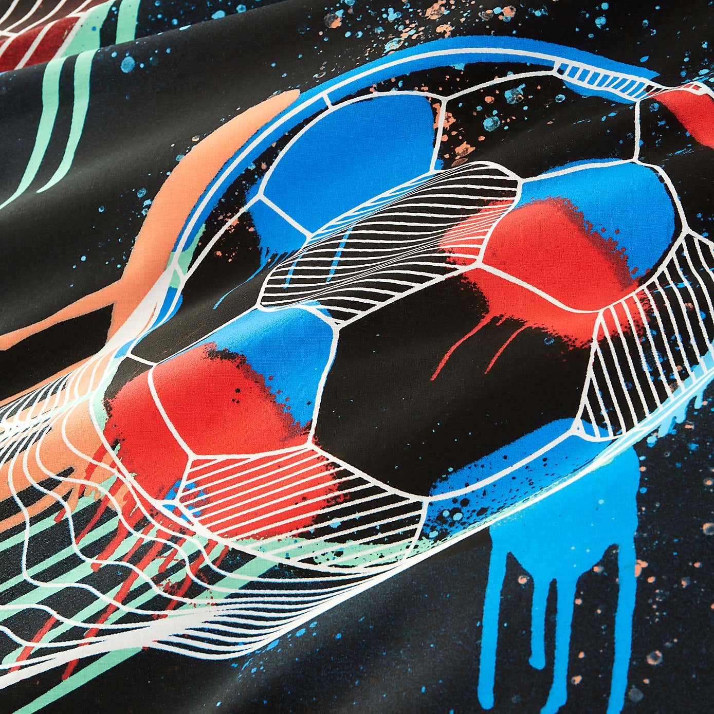 Football Graphic Boys Single Duvet Cover and Pillowcase Set