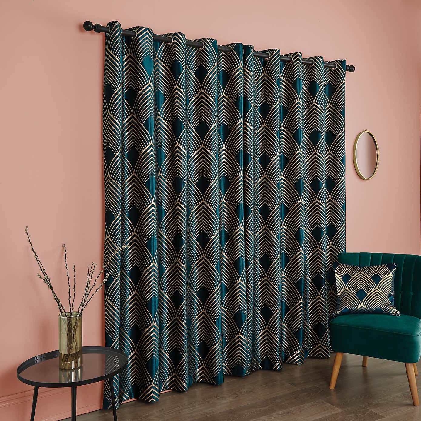 Geo Foil Eyelet Curtains