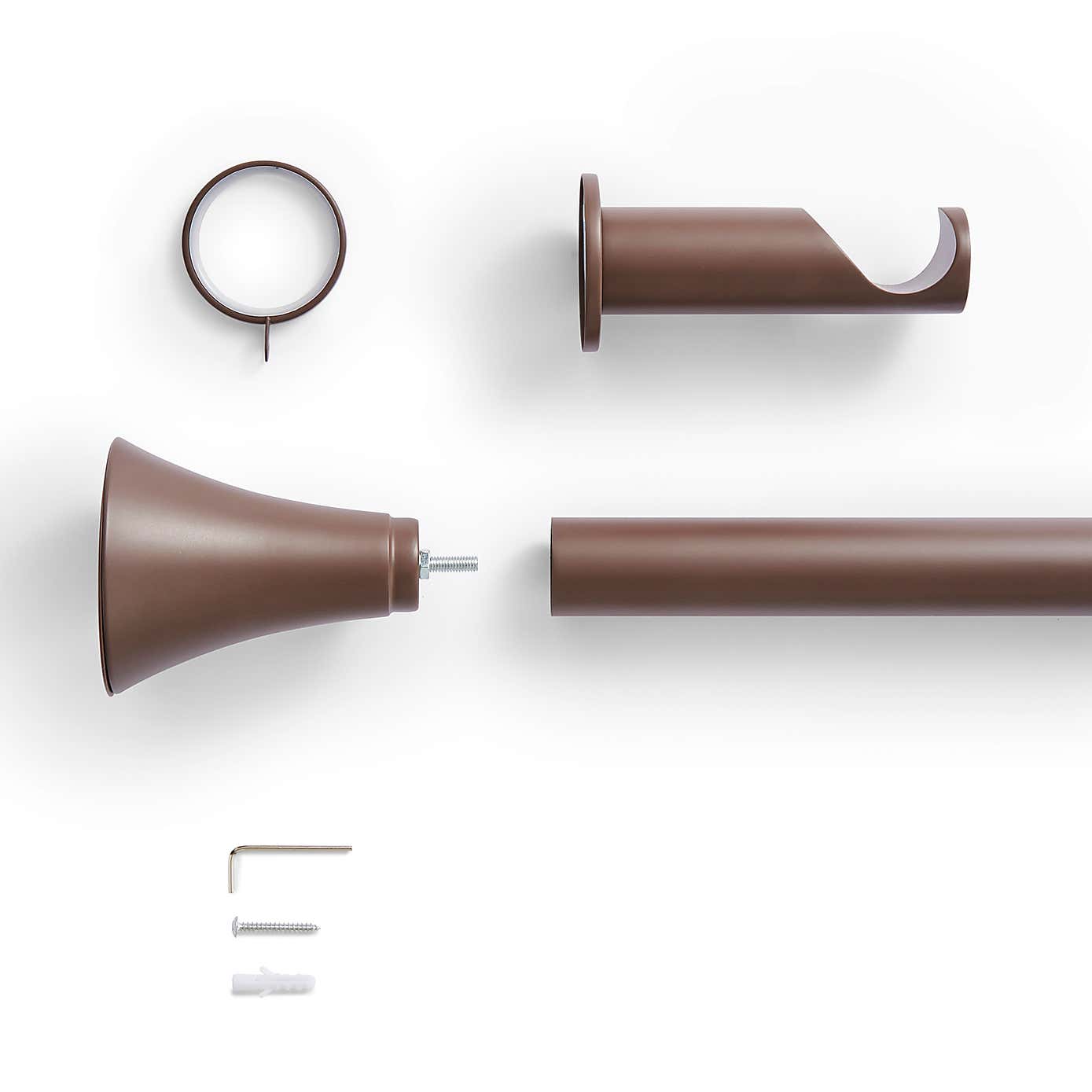 Flush Trumpet Fixed Metal Curtain Pole with Rings