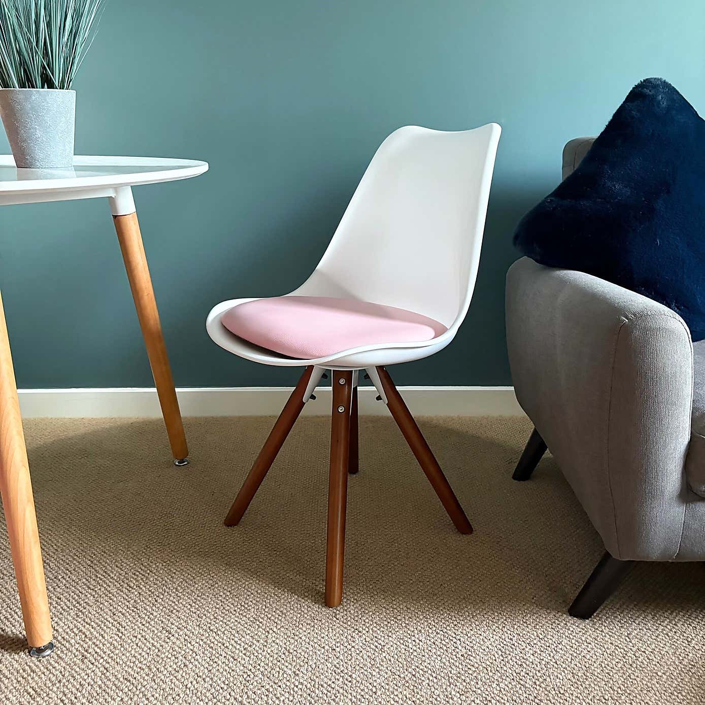 Fusion Living Soho White Plastic Dining Chair with Pyramid Legs