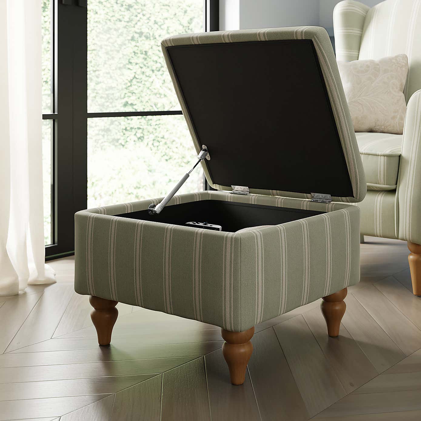 Oswald Stripe Storage Footstool