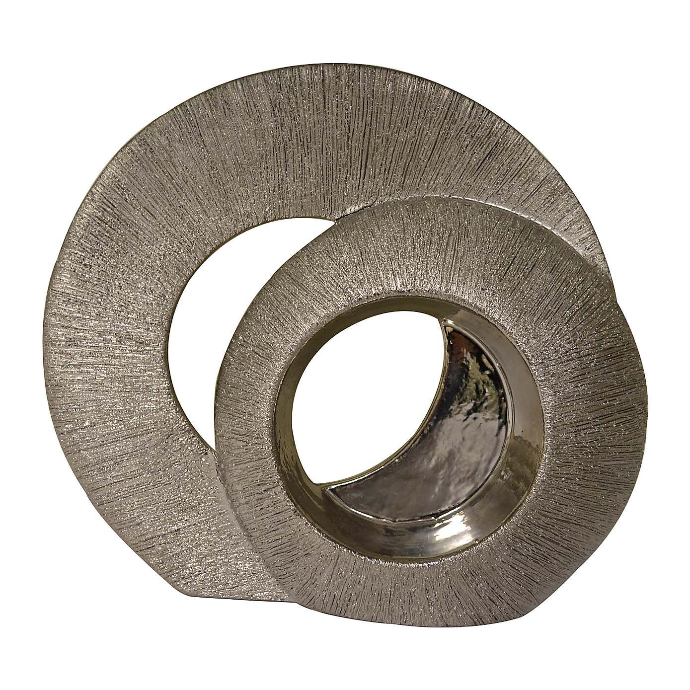 Silver Ceramic Textured Circles Sculptur